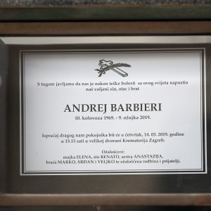 Javni ispraćaj Andreja Barbierija na Krematoriju