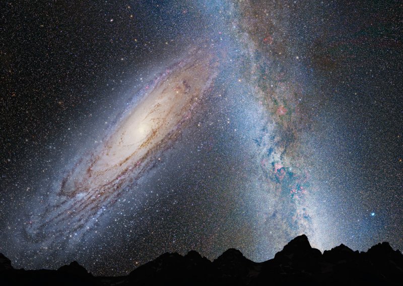 Kad se Andromeda uruši u Mliječnu stazu, to će sa Zemlje izgledati otprilike ovako