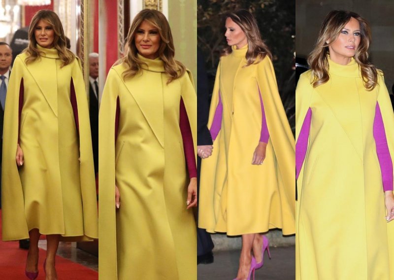 Ne štedi na odjeći: Melania Trump za susret s kraljicom odabrala žutu pelerinu od 37.000 kuna