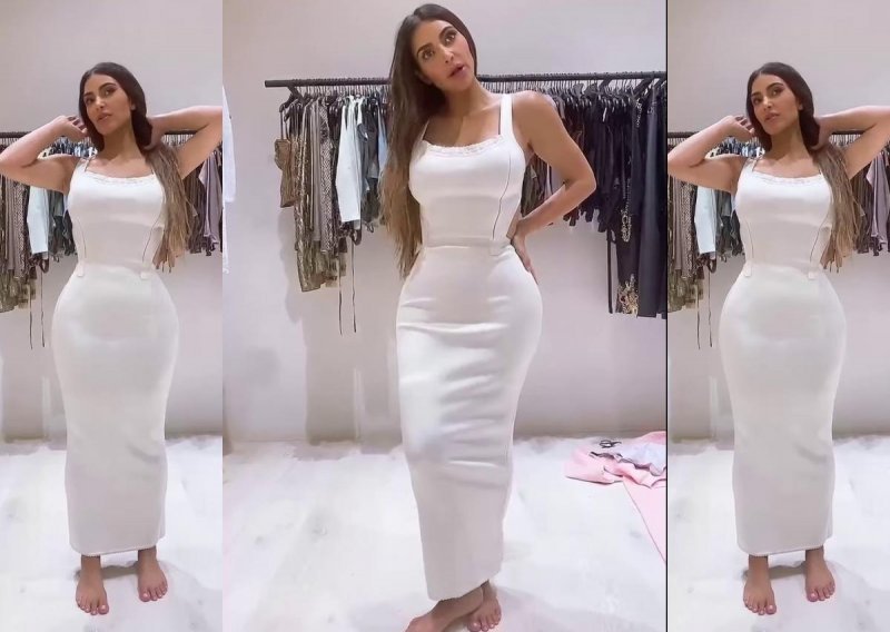 Kim Kardashian istaknula vitki struk u pripijenoj haljini koju bi se rijetko tko usudio nositi