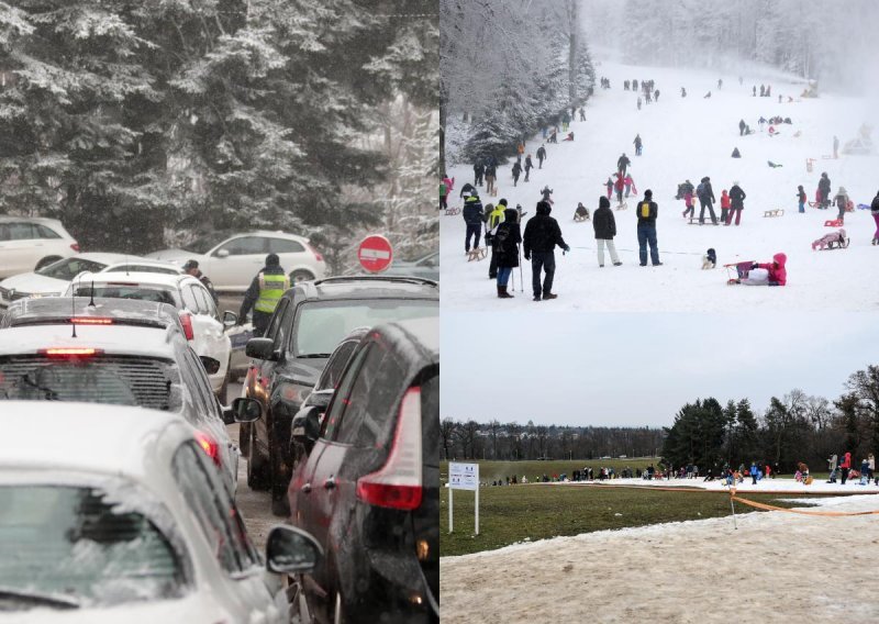 [VIDEO/FOTO] Svi na snijeg: Horde Zagrepčana pohrlile na Sljeme i Cmrok, stvorio se prometni kaos