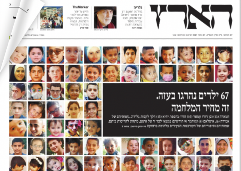 Izraelske novine na naslovnoj stranici objavile fotografije ubijene djece u Gazi
