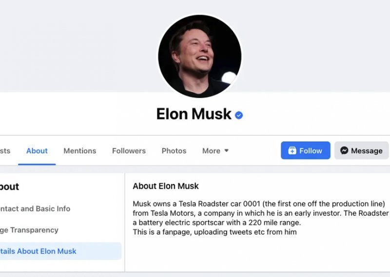 Facebook je neslužbenu stranicu Elona Muska prozvao službenim profilom, nastala potpuna zbrka