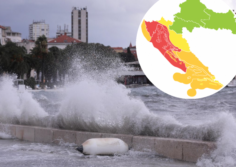 Vjetar i obilna kiša upalili crveni meteoalarm, posebno opasno uz obalu: Doznajte kakvo će vrijeme biti u vašem kraju