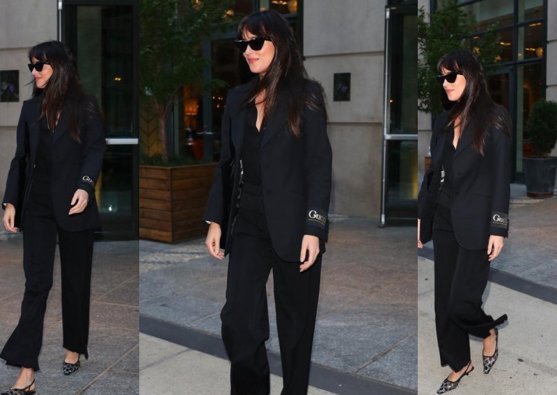 Crno kao provjerena formula: Dakota Johnson izgleda sjajno u sofisticiranom odijelu omiljenog talijanskog brenda