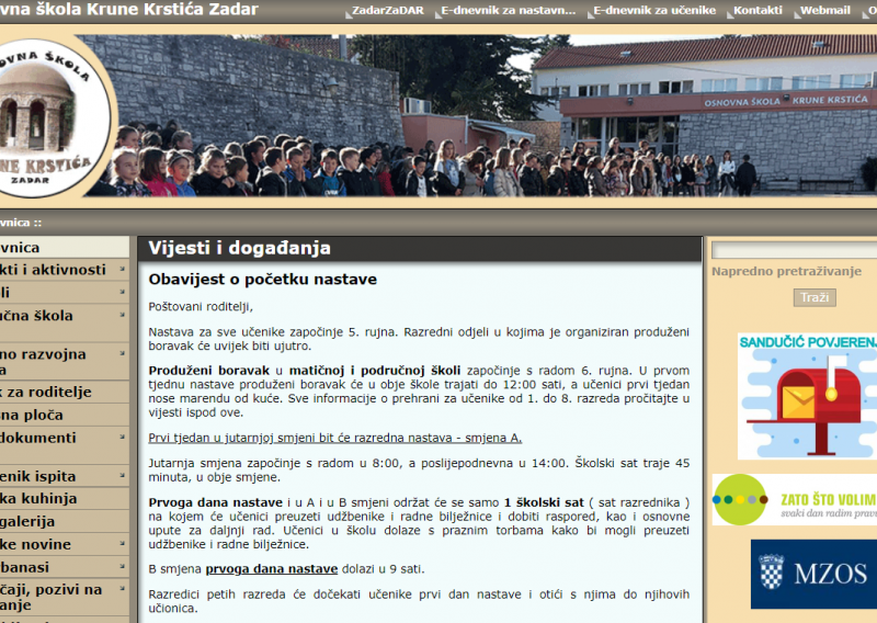 Za nevjerovati: Zadarska škola od roditelja traži bjanko zadužnicu od 5000 kuna i ovjeru kod bilježnika za prehranu