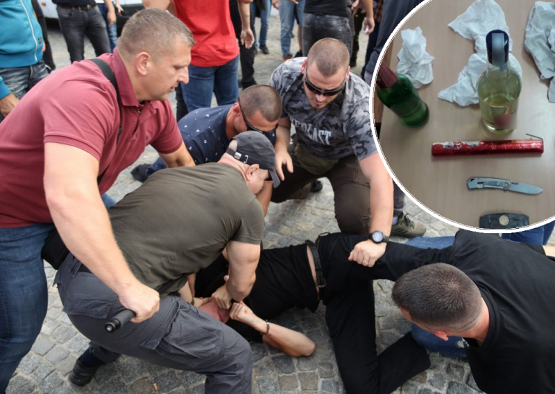 Maloljetnik ispred HDZ-a priveden jer je imao molotovljeve koktele i improviziranu bombu