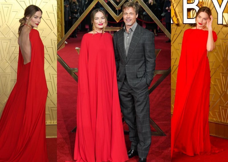 Crvena haljina koja se ne zaboravlja tako lako: U zagrljaju Brada Pitta Margot Robbie servirala je jedno od najspektakularnijih izdanja