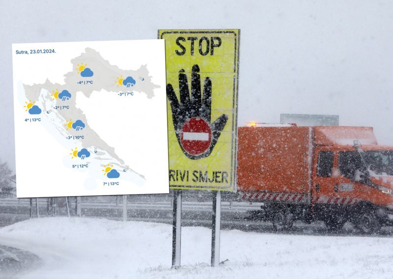 Žuto upozorenje za gotovo cijelu Hrvatsku: Očekujte snijeg, kišu, vjetar i poledicu