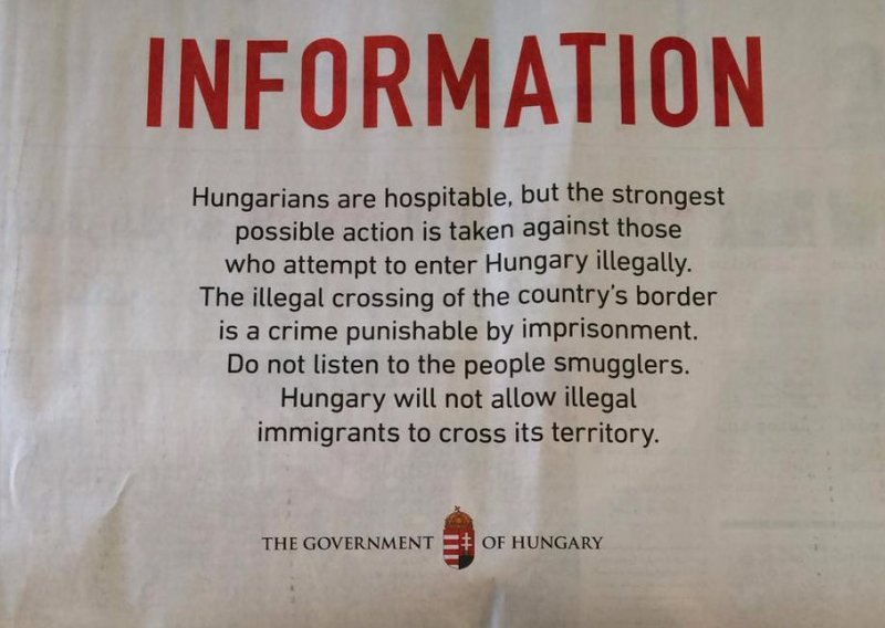 Mađarska vlada oglasom u libanonskim novinama prijeti izbjeglicama