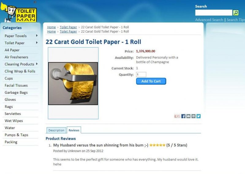 Znate li da odsad možete kupiti zlatni toaletni papir?