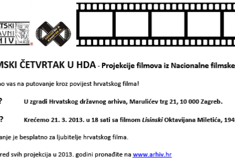 Projekcije filmova iz Nacionalne filmske zbirke
