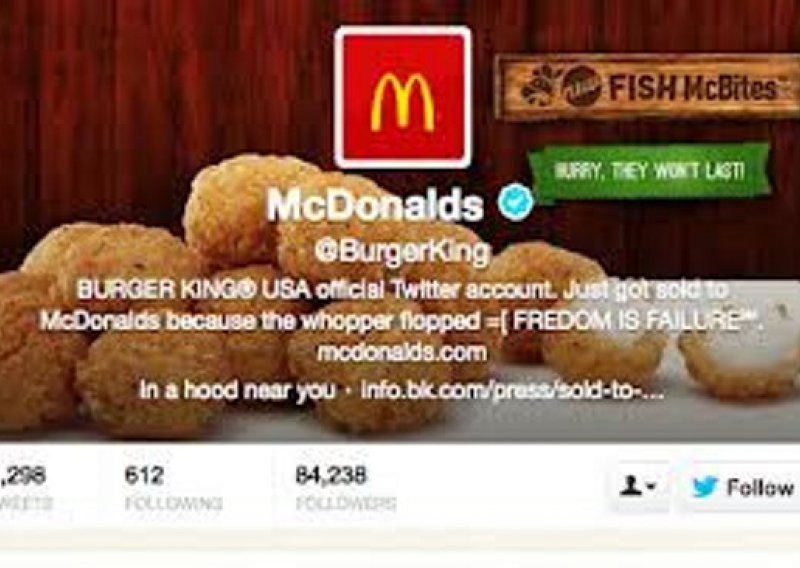Hakiran Twitter-profil Burger Kinga: Prodani smo McDonald'su