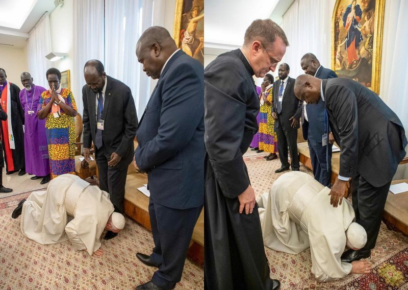 Vatikan objasnio zašto je Papa ljubio noge čelnicima Južnog Sudana