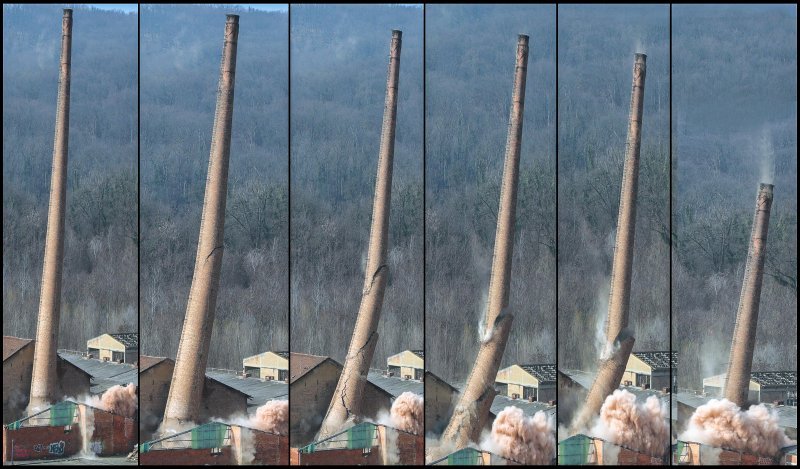 Rušenje dimnjaka na Črnomercu