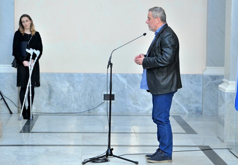 Zagrebački gradonačelnik Milan Bandić na komemoraciji za košarkaškog trenera Boška Božića Pepsija
