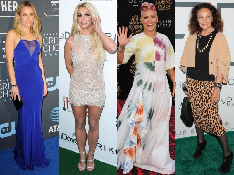 Kristen Bell, Britney Spears, Pink i Diane von Furstenberg