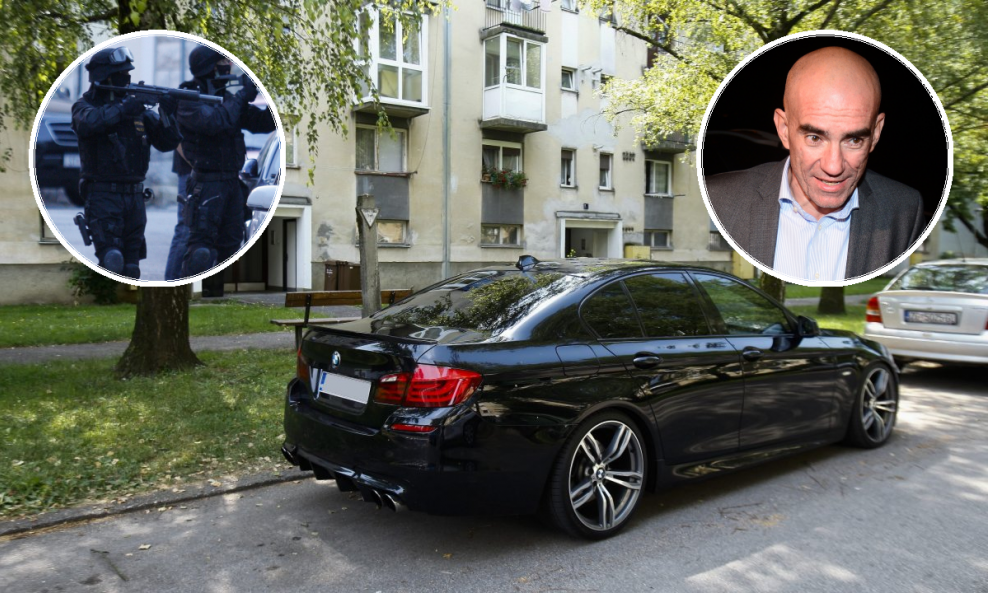 BMW koji je policija zaustavila ispred zgrade u Lhotkinoj ulici u Prečkom, odvjetnik Ljubo Pavasović Visković