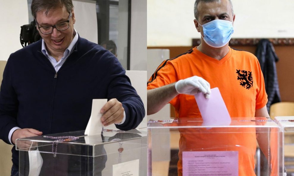 Očekivani pobjednik izbora Aleksandar Vučić i vođa oporbene Partije slobodnih građana, glumac Sergej Trifunović