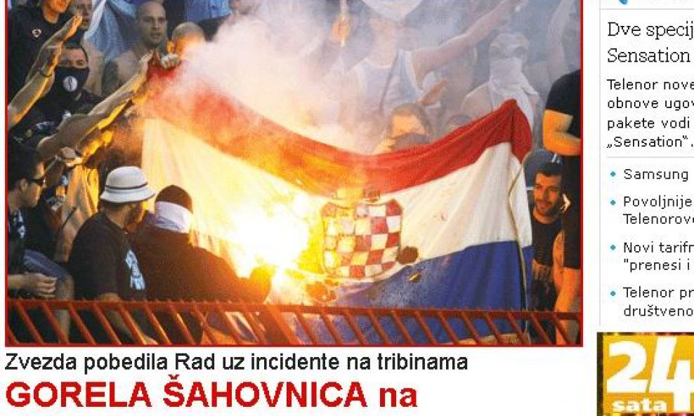Spaljena hrvatska zastava na Marakani