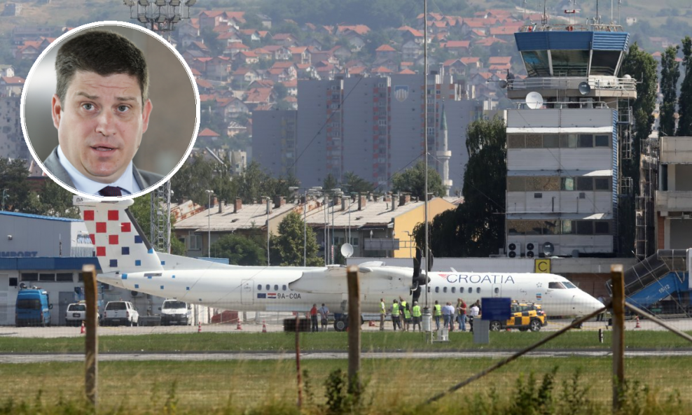 Zrakoplov Croatia Airlinesa u sarajevskoj zračnoj luci, Oleg Butković (u krugu)