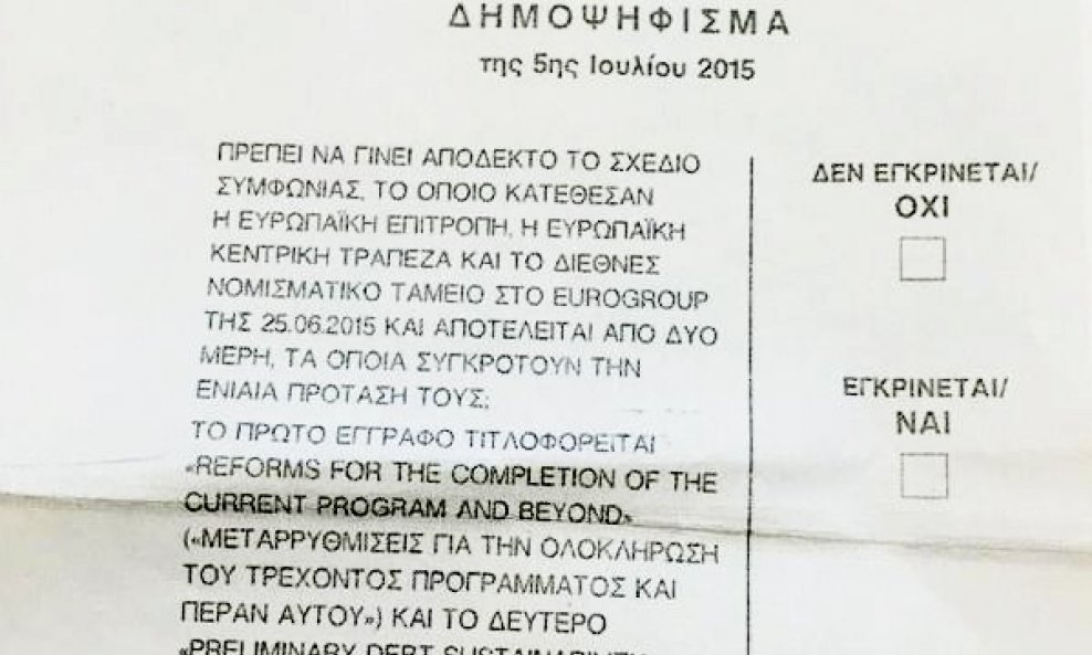 grčki referendumski listić