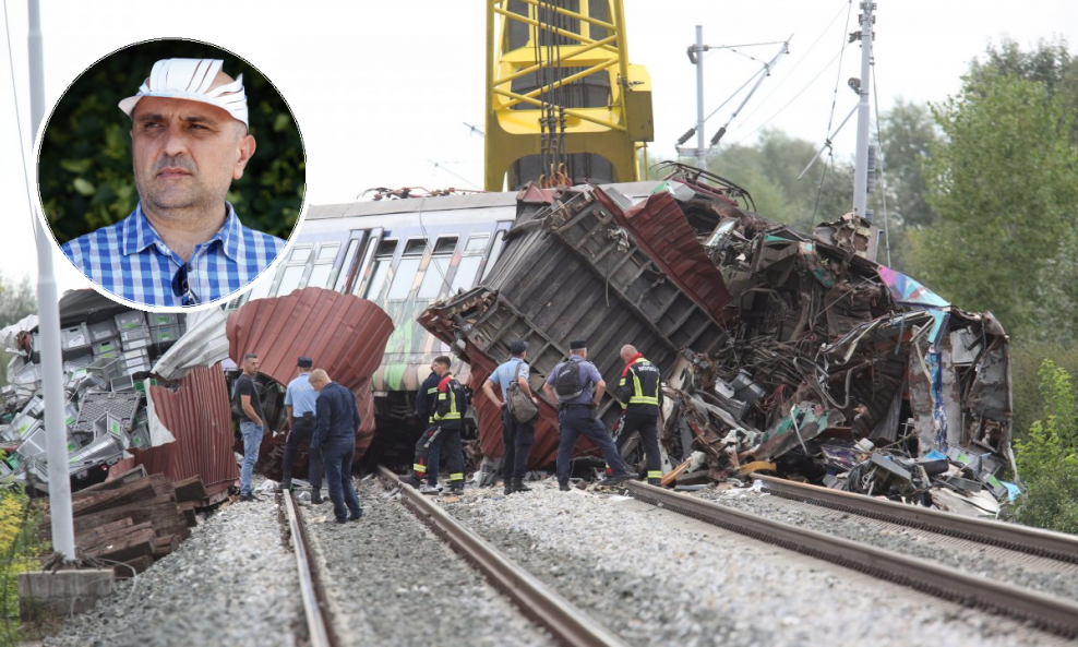 Nesreća kod Okučana, dopredsjednik Sindikata strojovođa Dalibor Petrović (u krugu)