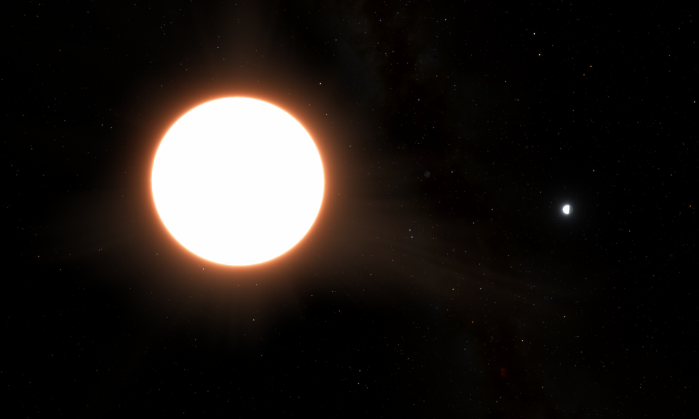 Egzoplanet LTT9779B u orbiti njegove matične zvijezde, ilustracija