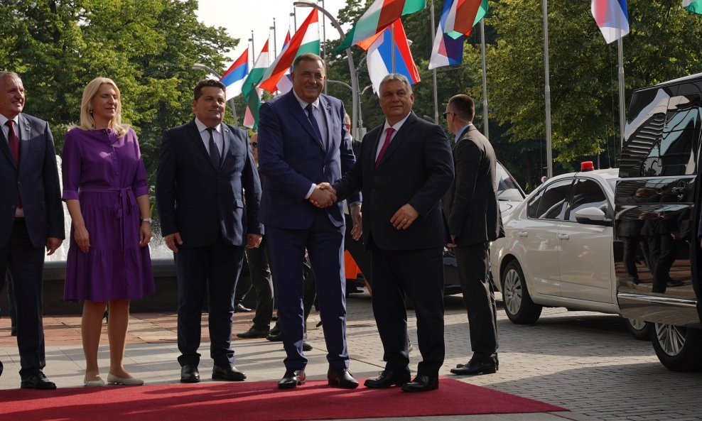 Dodik i Željka Cvijanović prilikom posjeta Viktora Orbana Banjoj Luci