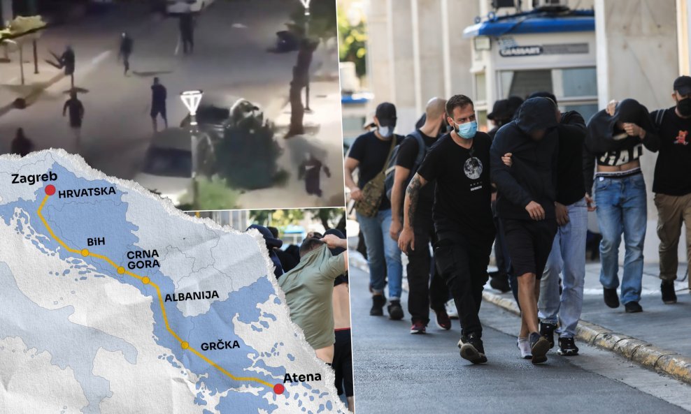 Huligani koji su izazvali tučnjavu i karta kako su došli iz Zagreba do Atene