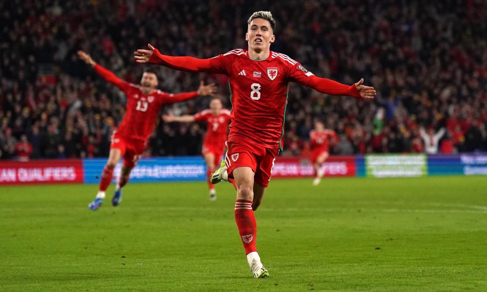 Harry Wilson slavi  gol, Wales - Hrvatska
