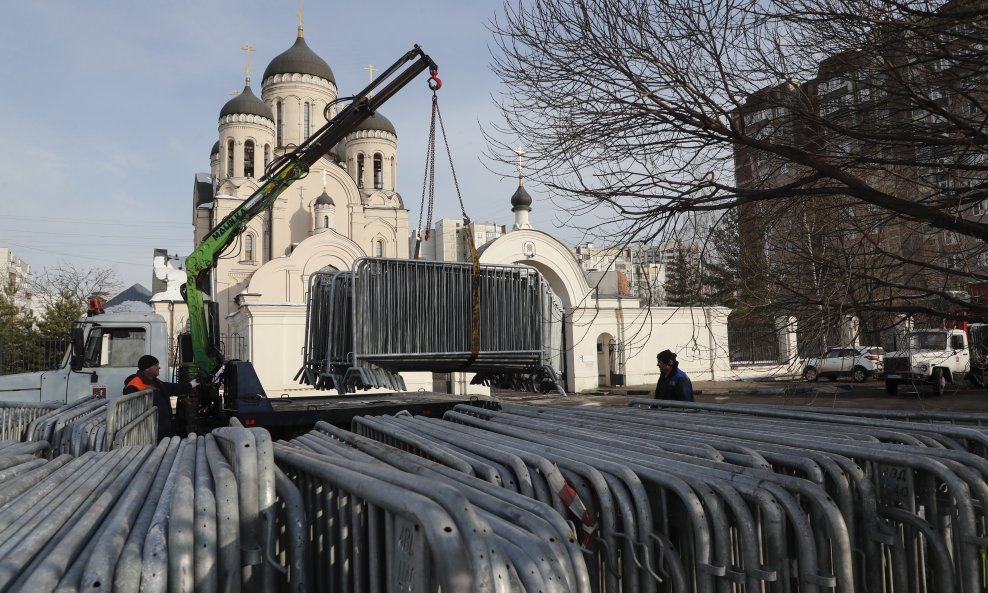 Pripreme za pokop Alekseja Navljanog u Moskvi, Rusija
