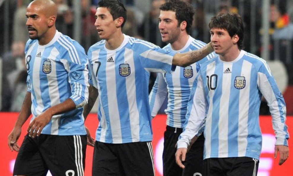 Sebastian Veron, Angel di Maria, Gonzalo Higuain i Lionel Messi, sp 2010 Argentina 