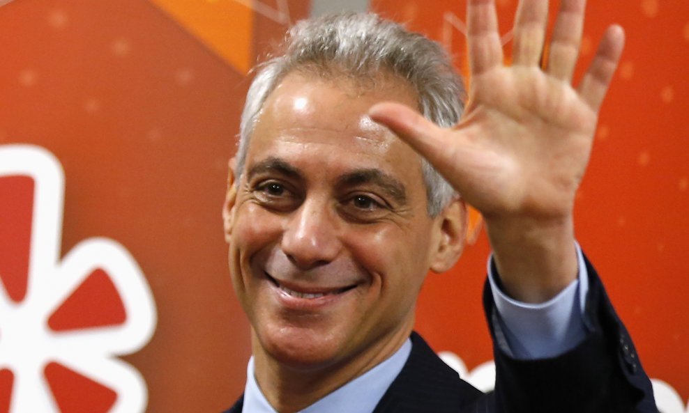 Chicago's Mayor Rahm Emanuel attends an opening ceremony for the Yelp Inc. offices in Chicago, Illinois, in this file photo taken March 5, 2015. Exit polling shows Mayor Emanuel has won a second term, according to news reports on Tuesday. REUTERS/