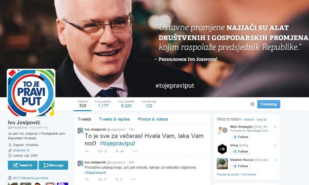 Ivo Josipović Twitter