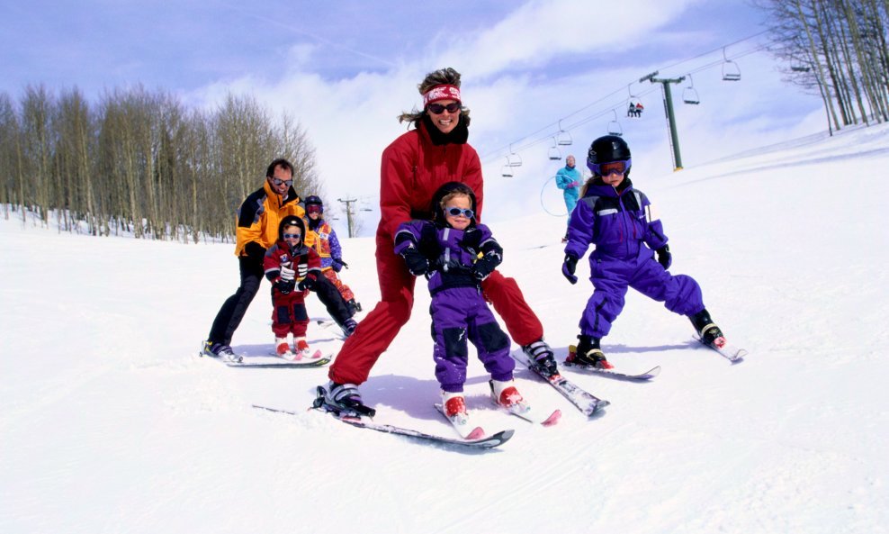 obitelj, skijanje, odmor, snijeg