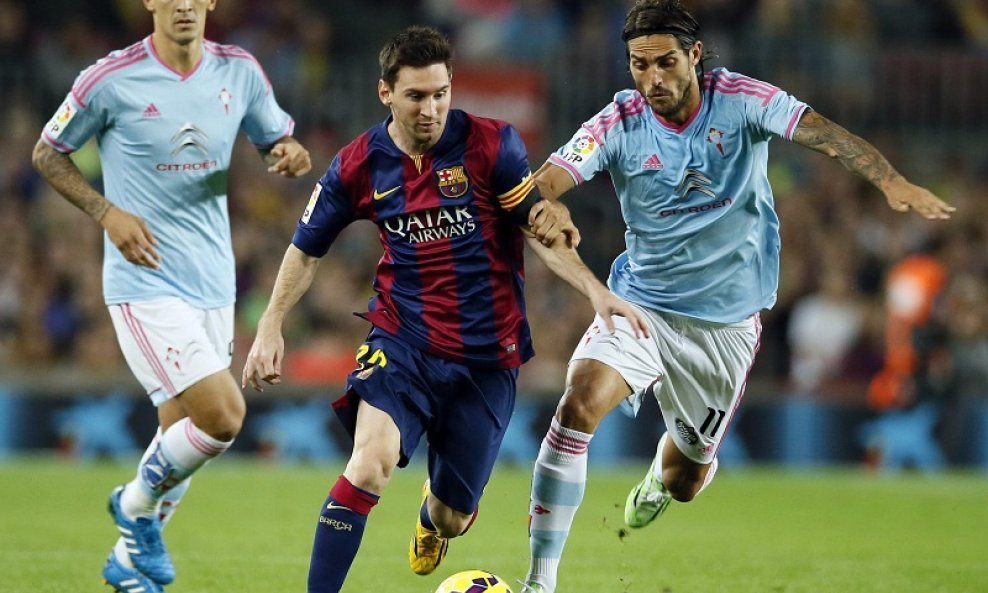 Barcelona - Celta (Lionel Messi (L) i Joaquin Larrivey)