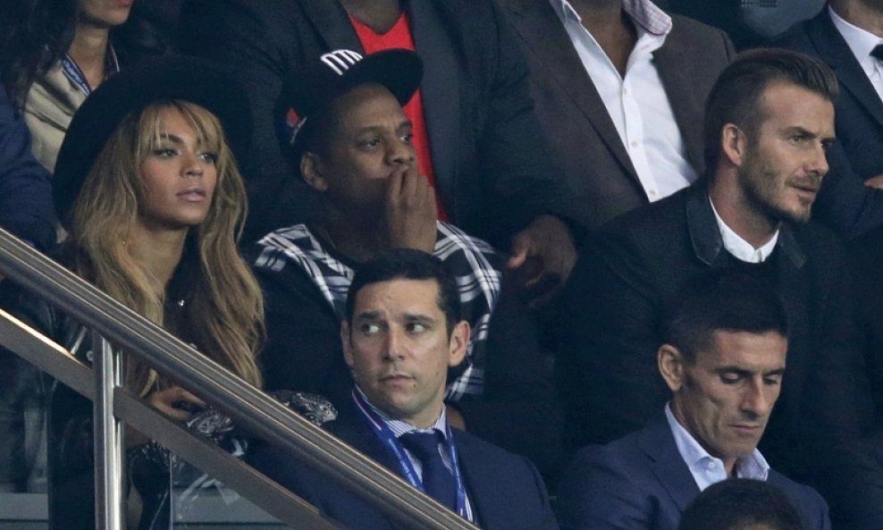 Beyonce (L), Jay-Z i David Beckham