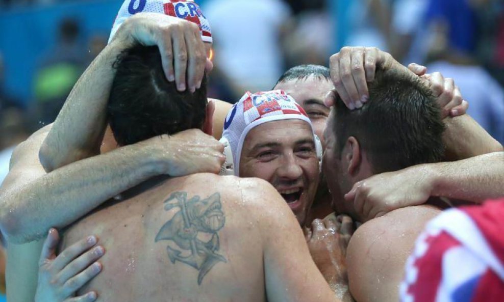 Veselje hrvatskih vaterpolista nakon ulaska u finale