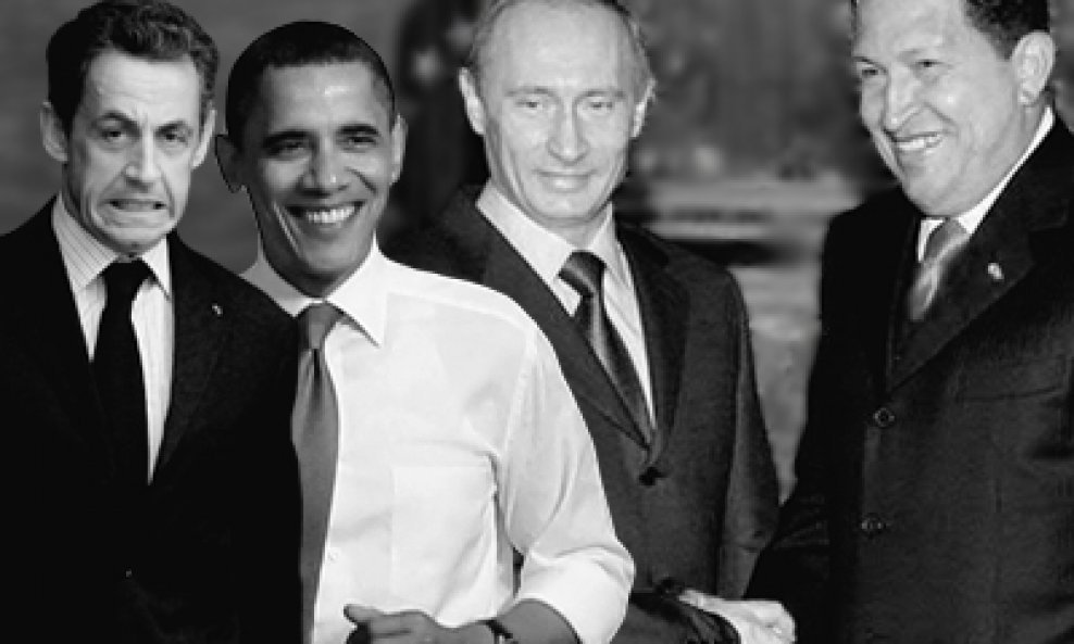 Barack Obama, Vladimir Putin, Hugo Chavez i Nicolas Sarkozy