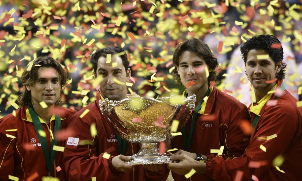 Španjolska, osvajač Davis Cupa 2009 - slijevai David Ferrer, Albert Costa, Rafael Nadal i Fernando Verdasco
