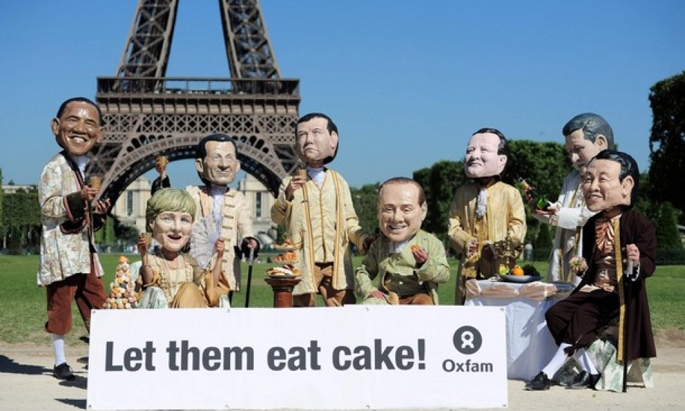 Obama Sarkozy Merkel Berlusconi Medvedev satira Oxfam