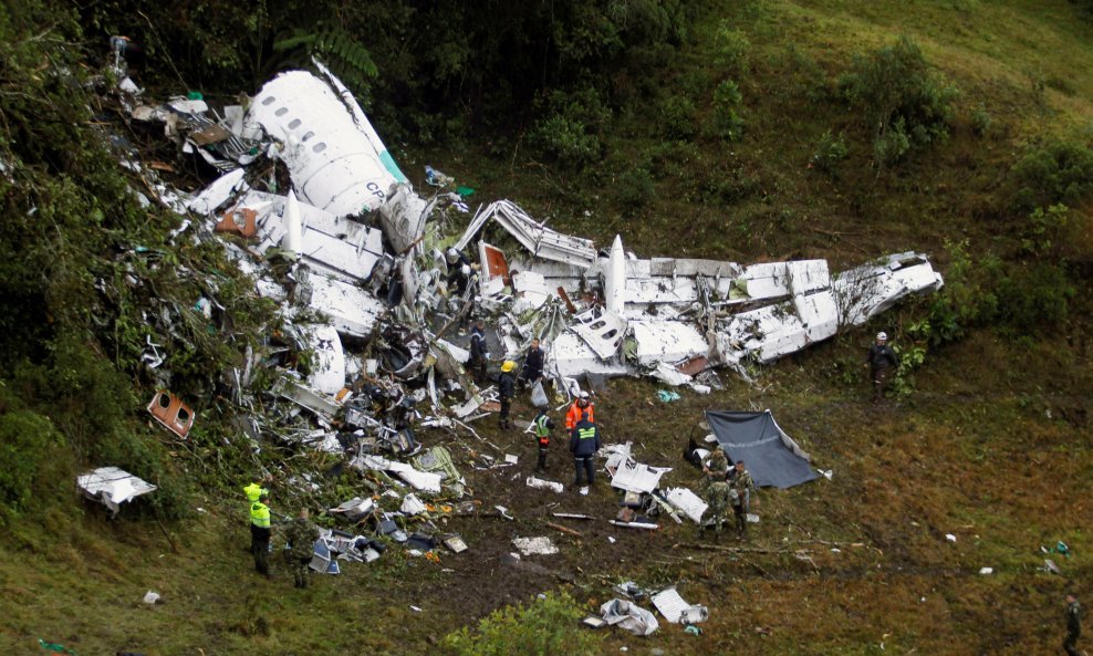Zrakoplovna nesreća u Kolumbiji s brazilskim nogometašima
