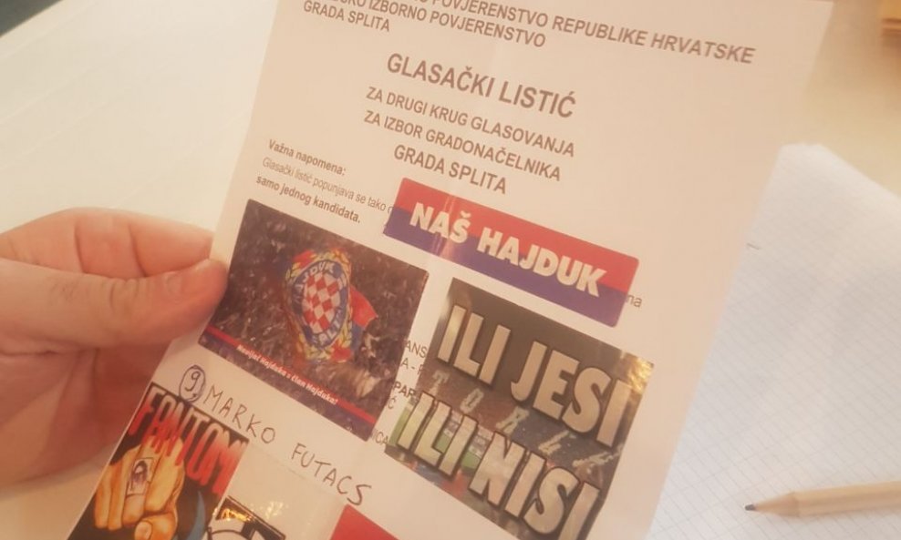 Jedan navijač Hajduka dobrano se potrudio 'ukrasiti' nevažeći glasački listić