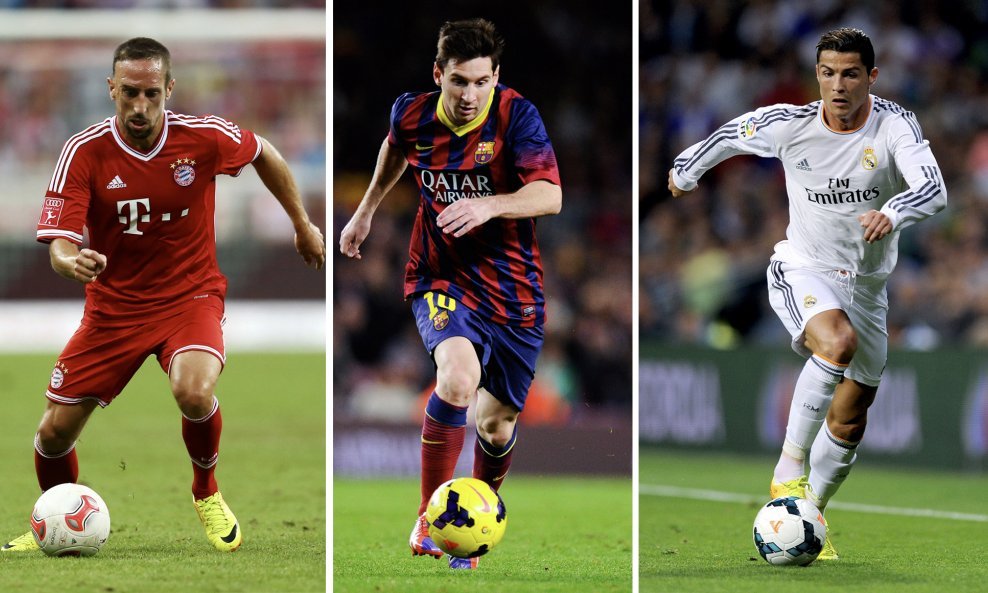 Franck Ribery, Lionel Messi i Cristiano Ronaldo