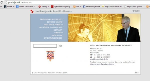 Na linku 'kontakt' još uvijek je dostupna Josipovićeva slika