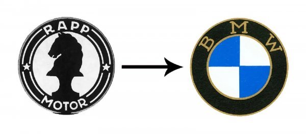 Tvrtka BMW nastala je iz tvrtke Rapp Motorenwerke GmbH (1913-1917). Ovo je prvi logotip BMW-a iz listopada 1917. godine s crnim prstenom s incijalima tvrtke