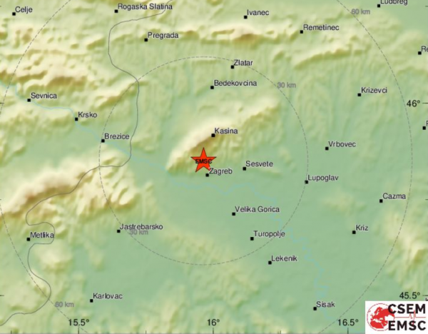 Lokacija potresa u 11.12 sati