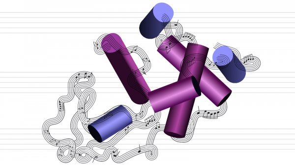 Umjetnički prikaz pretvorbe strukture proteinske molekule u glazbeni odlomak