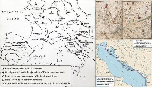 Karta europskih učilišta, karta Dalmacije 1559.; Hodočašća Venecija - Jeruzalem  
